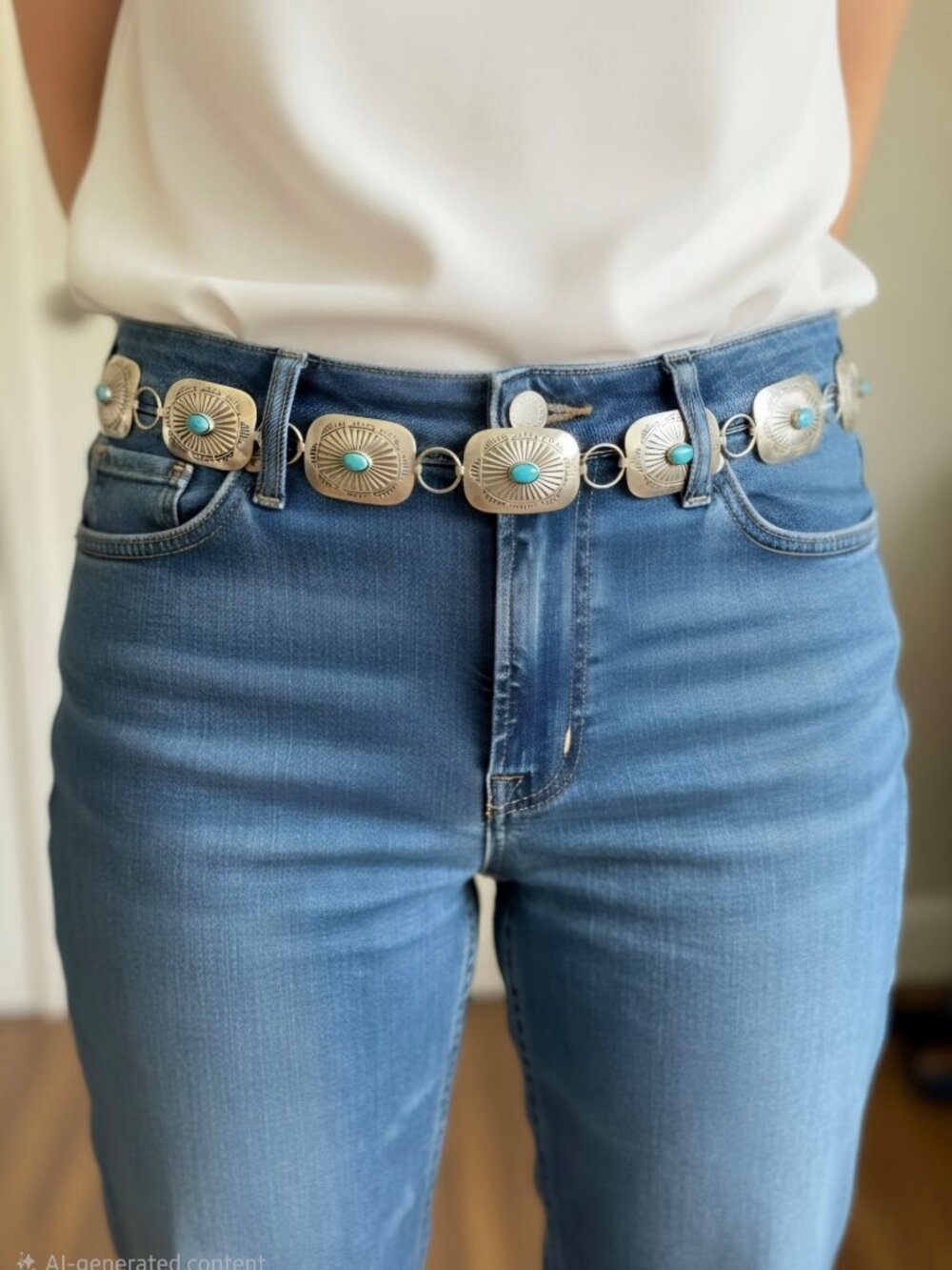 Vintage 1960's Square Link Concho Belt - Picture 4 of 6